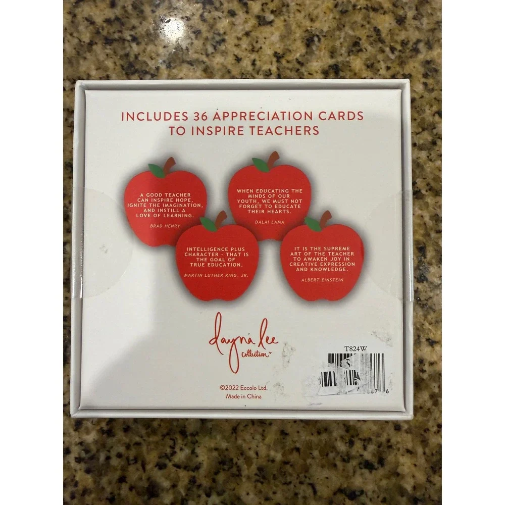 Dayna Lee Collection 36 Teacher Appreciation Cards T824W Apple Gold Polka Dot
